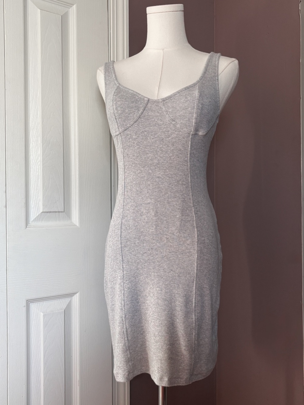 AEO Aerie Ribbed Mini Dress sz Small Light Gray | Sporty Casual Off Duty